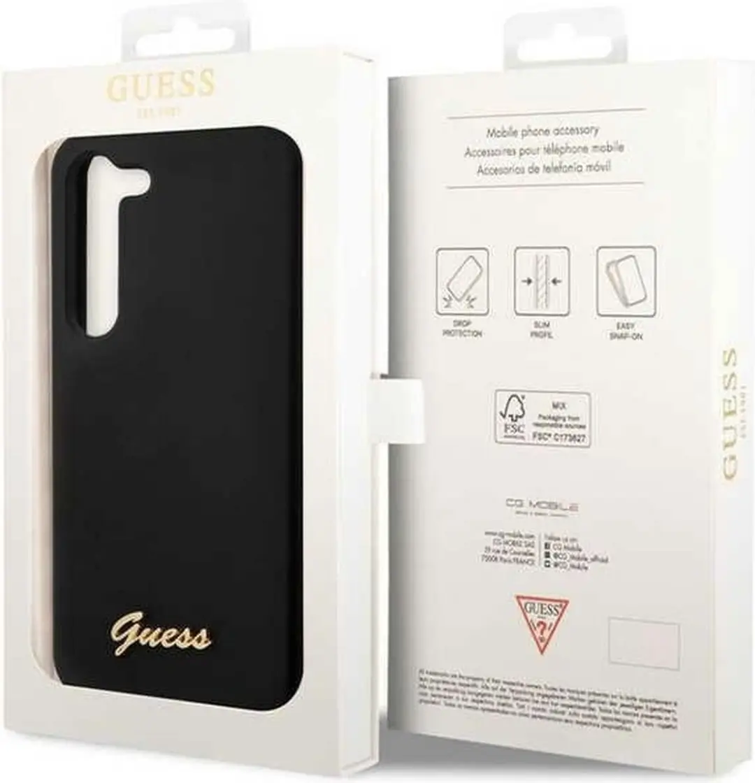 Guess Hoesje Siliconen Gold Logo Zwart - Samsung Galaxy S23 - afbeelding 6 van 6