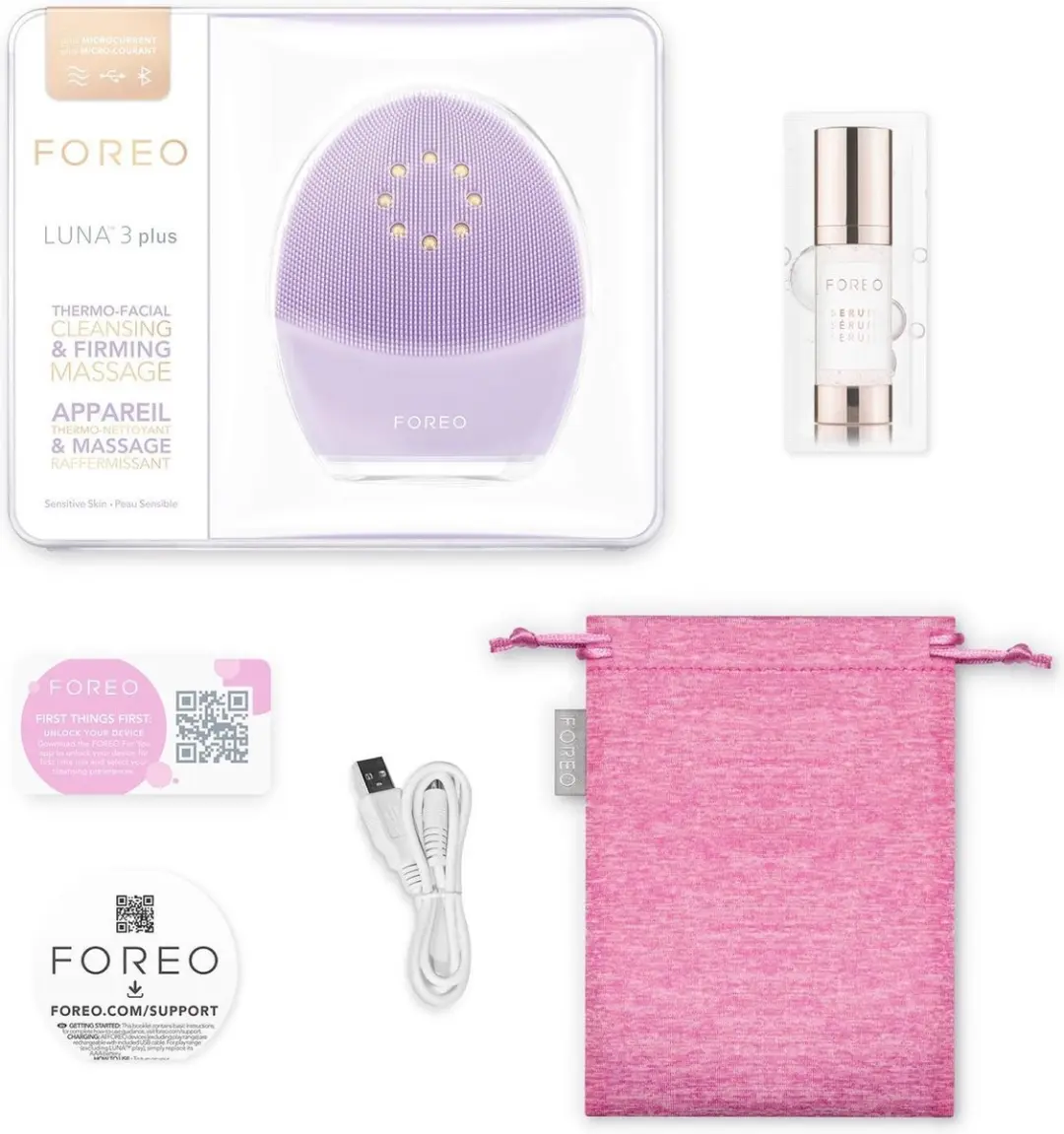 FOREO LUNA 3 Plus Gezichtsreinigingsborstel - 16 Snelheden - Paars