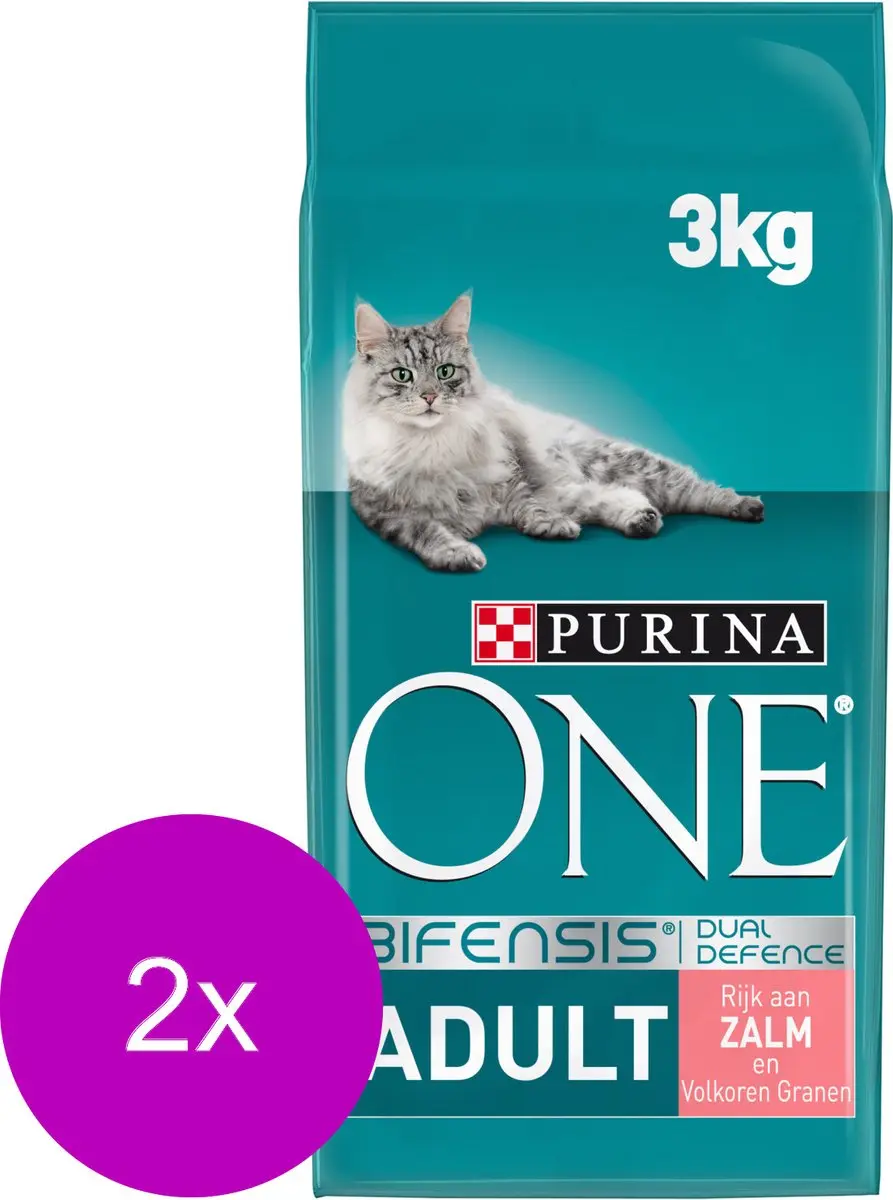 Purina ONE Adult Zalm & Granen Kattenvoer - 2x3kg