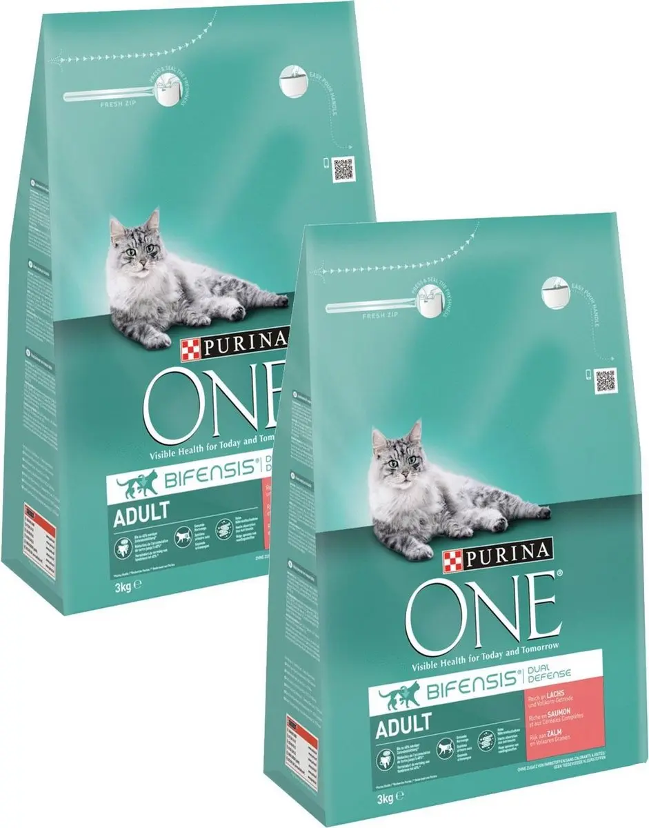 Purina ONE Adult Zalm & Granen Kattenvoer - 2x3kg
