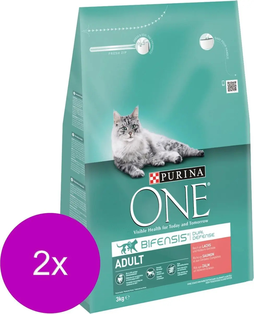 Purina ONE Adult Zalm & Granen Kattenvoer - 2x3kg
