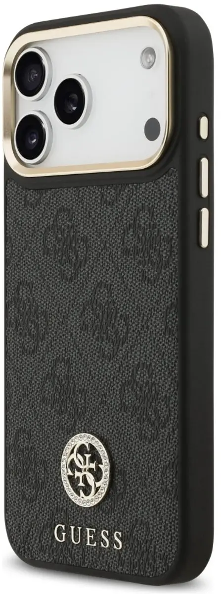 GUESS Case 4G Strass Logo Grote Band Magsafe - iPhone 17 Pro Max - Zwart