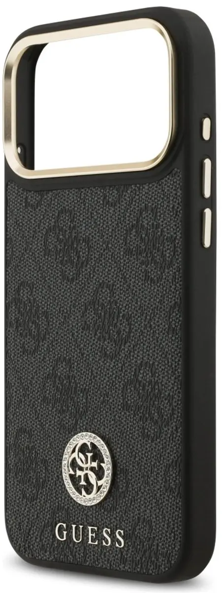 GUESS Case 4G Strass Logo Grote Band Magsafe - iPhone 17 Pro Max - Zwart