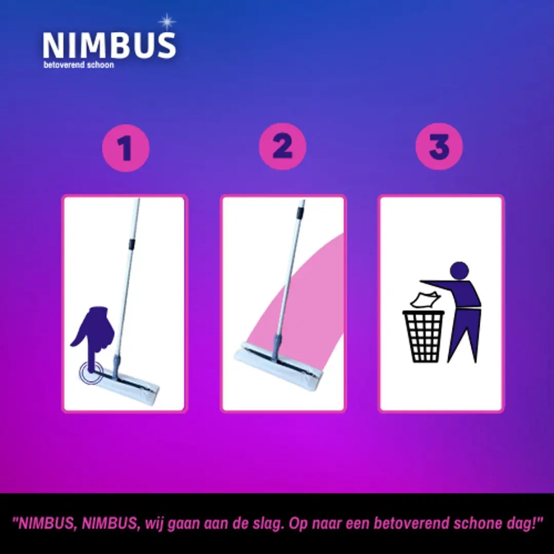 Nimbus Vloerwisser XXL Magic Floorwipes Refill - Blauw/wit - 10 Stuks