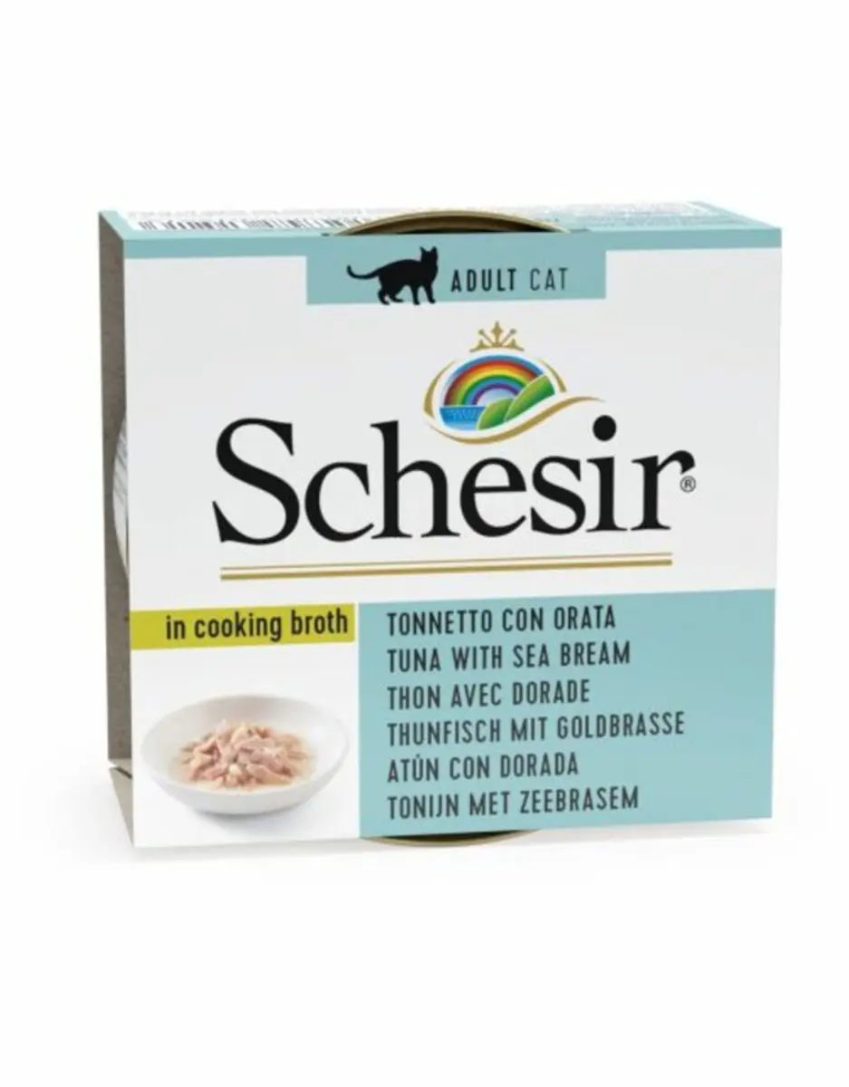 Schesir Kattenvoer Tonijn & Zeebrasem in Bouillon - 12x70g