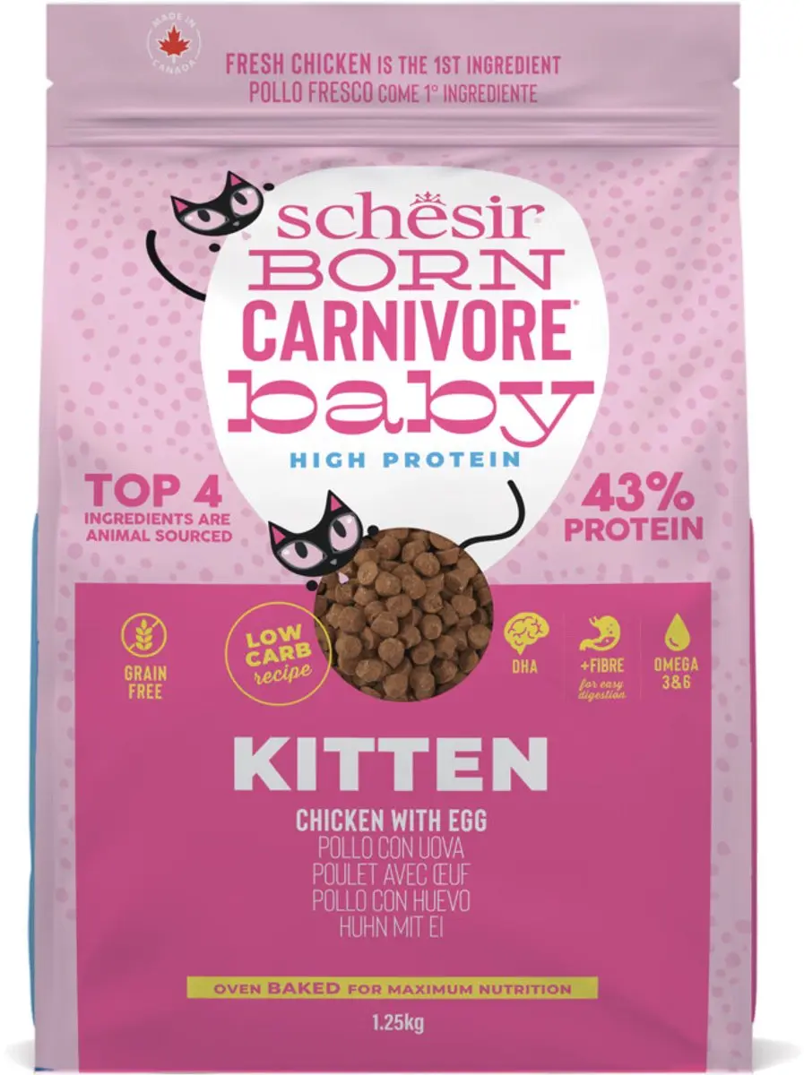 Schesir Born Carnivore Kitten Kip & Ei Graanvrij Kattenvoer 1,25kg