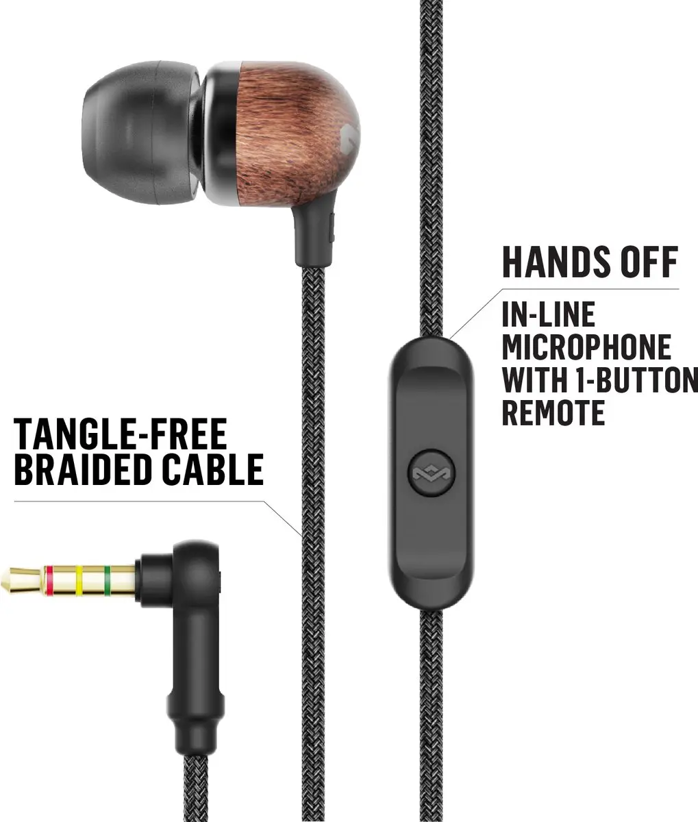 House of Marley Smile Jamaica EM-JE041-SB Oortjes - Zwart