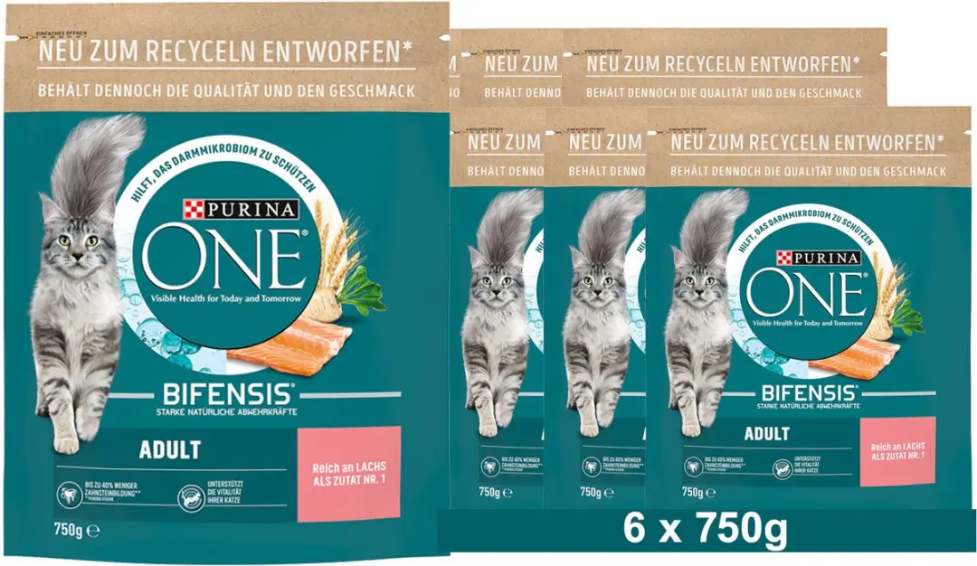 Purina ONE Bifensis Adult Kattenvoer Zalm 6x750g