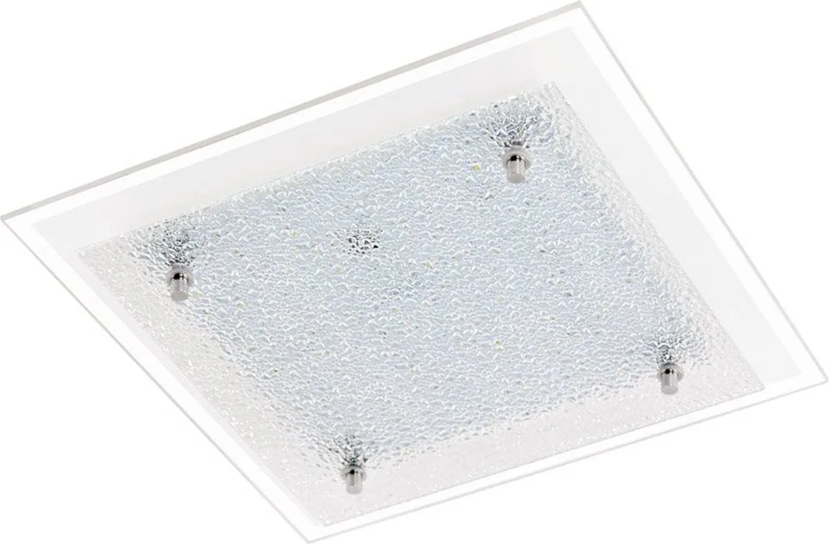 Eglo Priola LED Plafonnière 28x28cm - Wit/Chroom