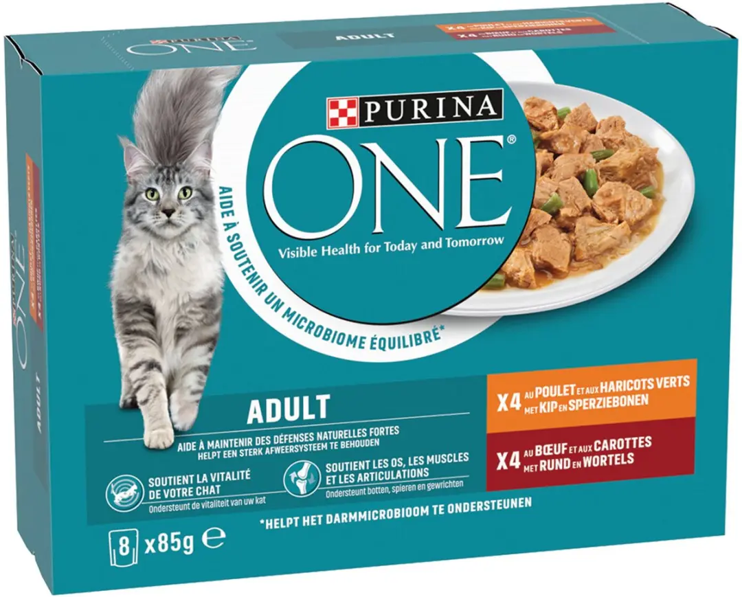Purina ONE Adult Fijne Malse Reepjes Kip/Rund