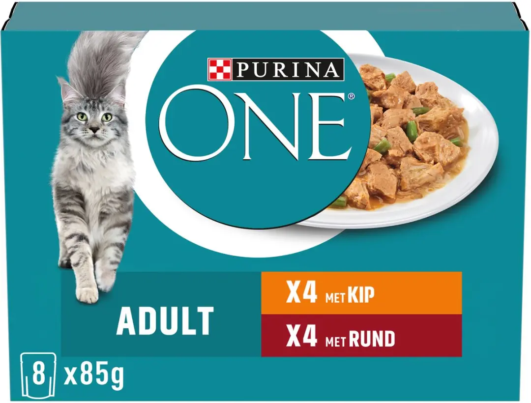 Purina ONE Adult Fijne Malse Reepjes Kip/Rund - 16x85g