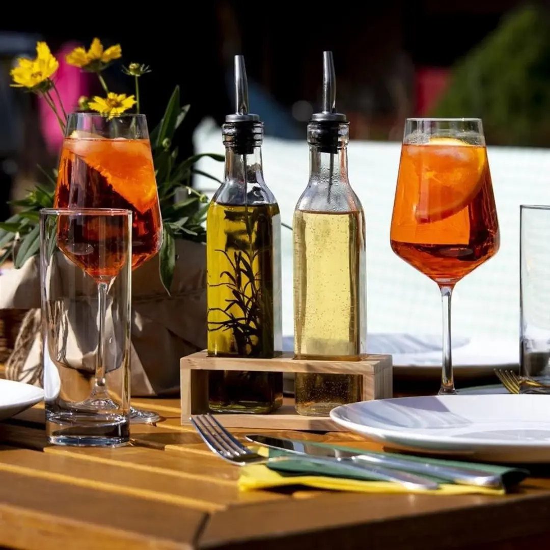 Orion Glazen Fles Olie & Azijn 250ml - Roestvrijstalen Dozering