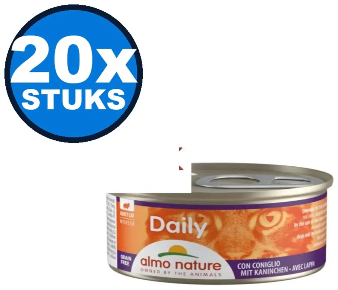 Almo Nature Daily Mousse Konijn Kattenvoer Natvoer 20x85g
