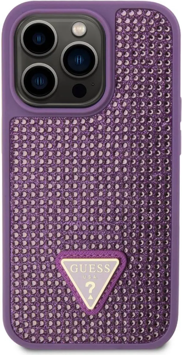 Guess Paarse Rhinestones Hoes iPhone 15 Pro - GUHCP15LHDGTPU