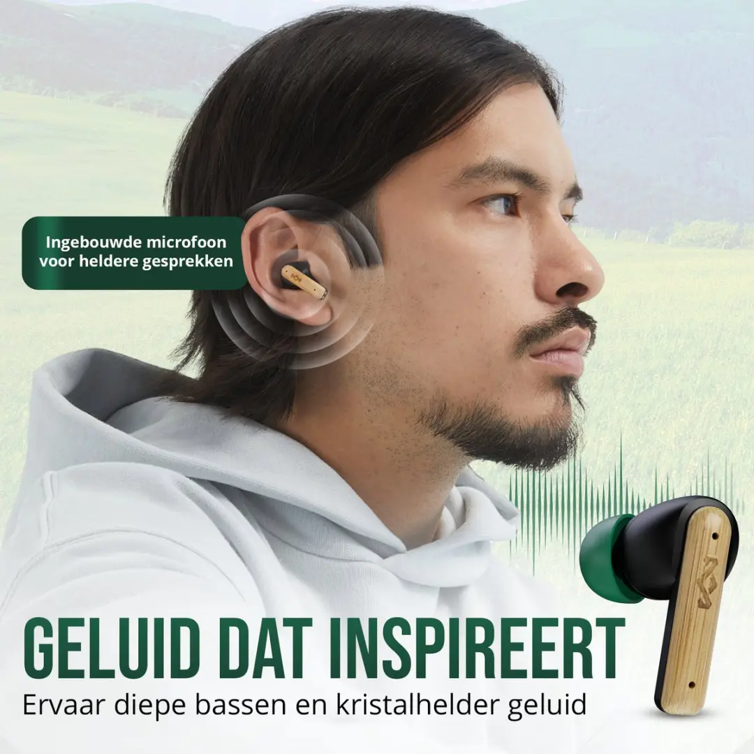 House of Marley Little Bird EM-JE123-SB Draadloze Oordopjes - 24 uur - Zwart