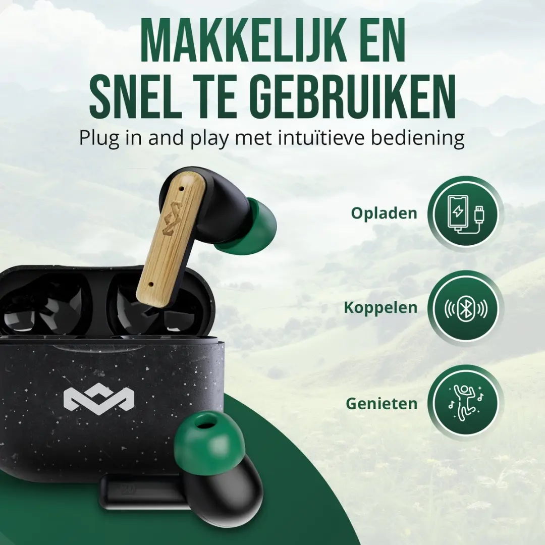 House of Marley Little Bird EM-JE123-SB Draadloze Oordopjes - 24 uur - Zwart