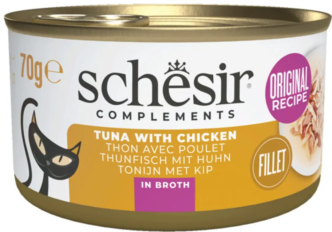 Schesir Kattenvoer Tonijn & Kip in Bouillon 12x70g