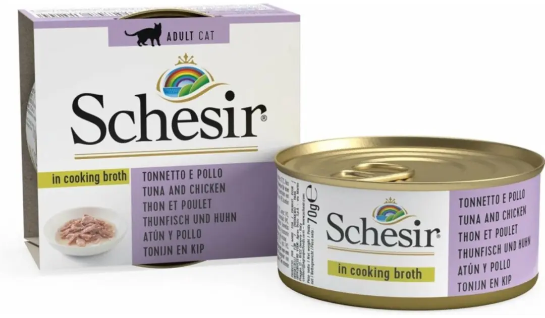 Schesir Kattenvoer Tonijn & Kip in Bouillon 12x70g