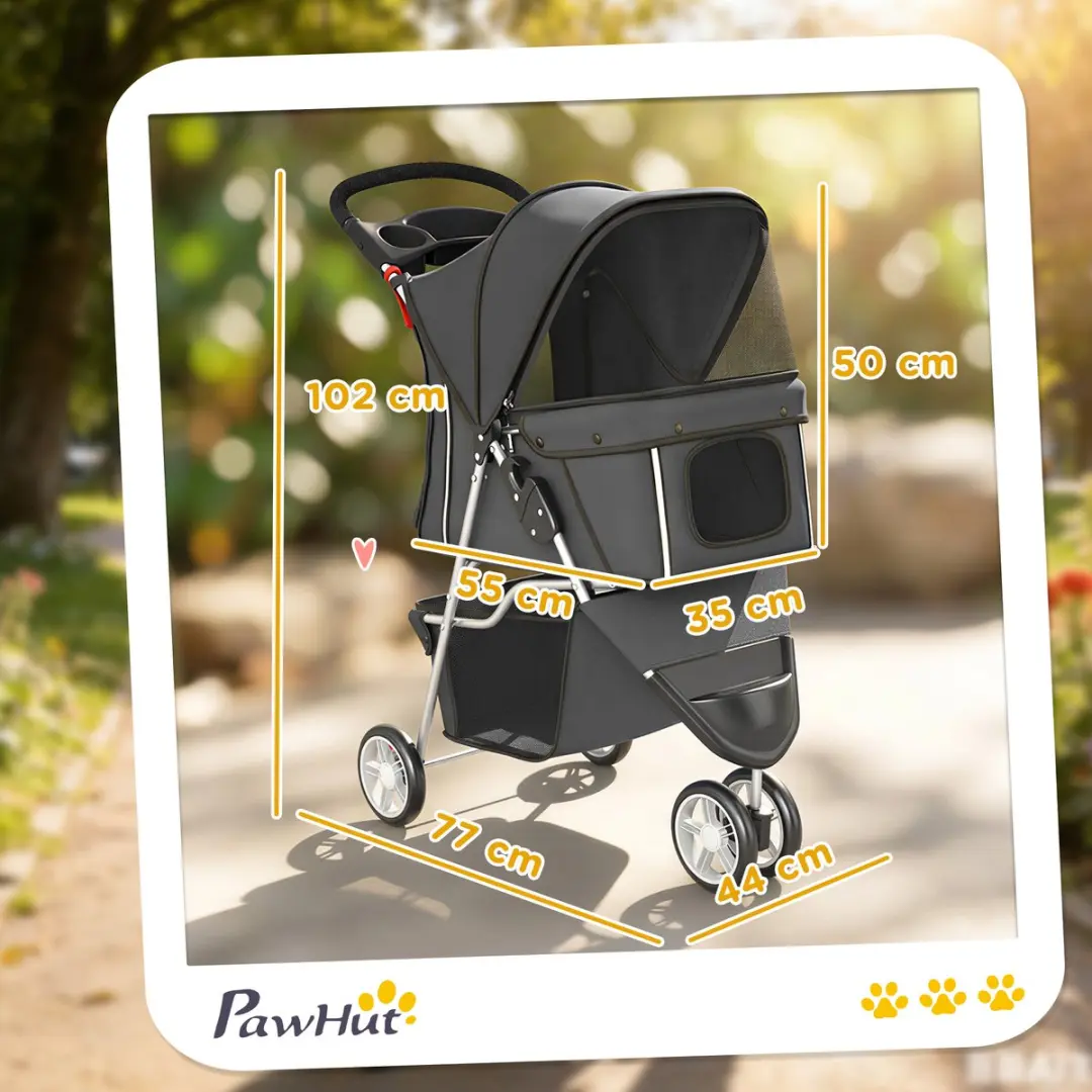 Pawhut Huisdierenwagen - 77L x 44B x 102H cm Donkergrijs