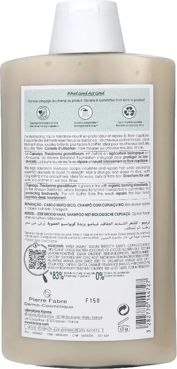 Klorane Cupuaçu Nutrion & Réparation Shampoo 400ml