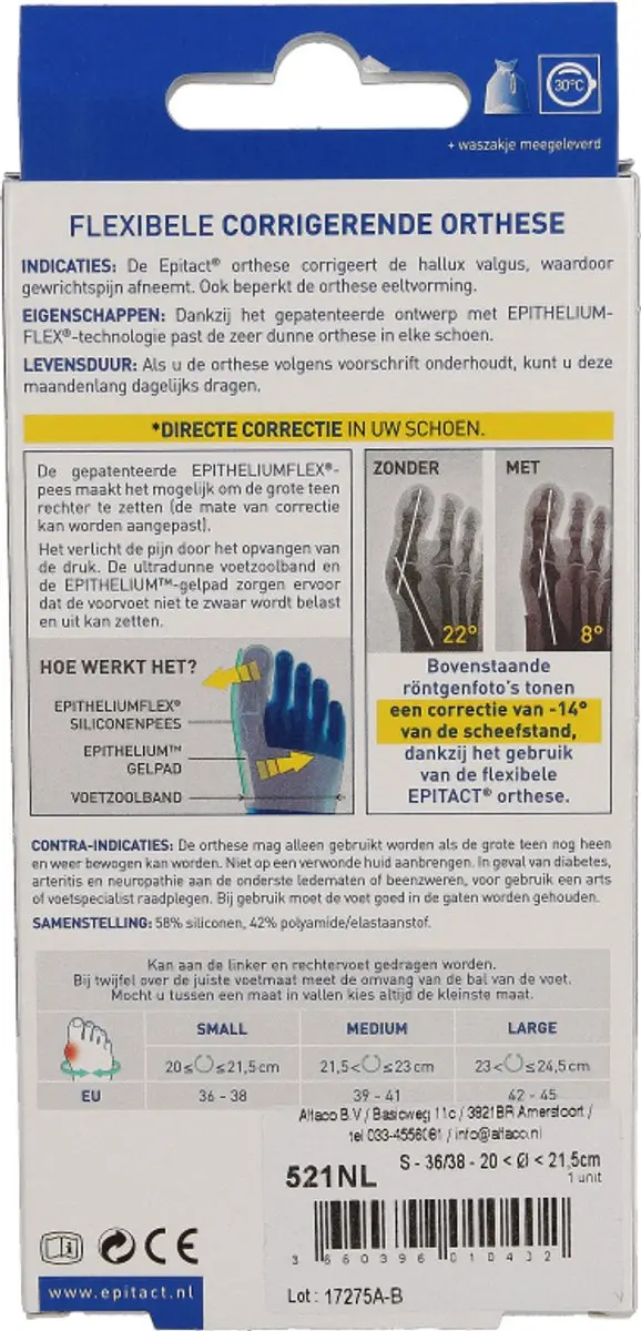 Epitact Hallux Valgus Orthese Maat 36/38 - 1 Stuk