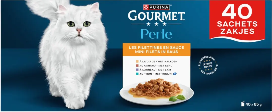 Gourmet Perle Mini Filets Natvoer Kat - Kalkoen/Eend/Tonijn/Lam - 40x85g