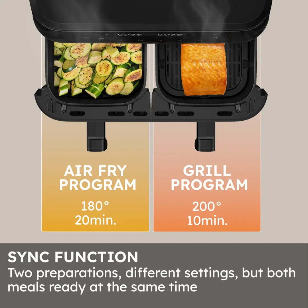 Haier Airfryer XXL AF3AD 011 - 11L Dual Zone - 3000W - 8in1 - Zwart