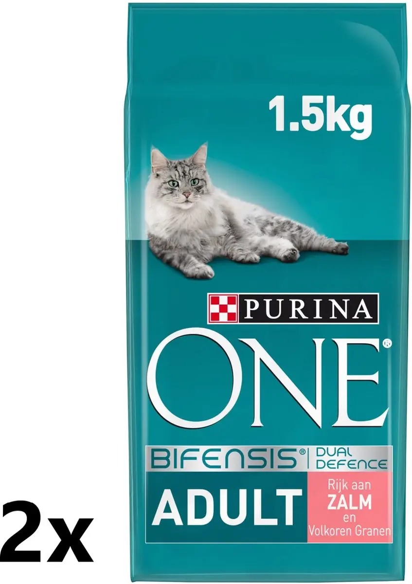 Purina ONE Adult Zalm & Granen Kattenvoer