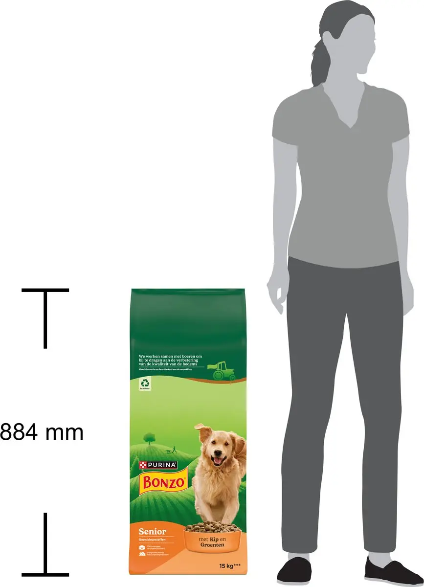 Bonzo Droog Senior Hondenvoer 15kg - Kip & Groenten