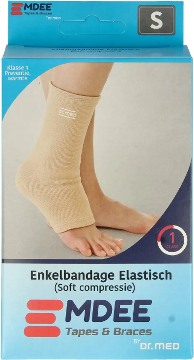 Emdee Enkelbandage Elastisch Soft Compressie S - Beige
