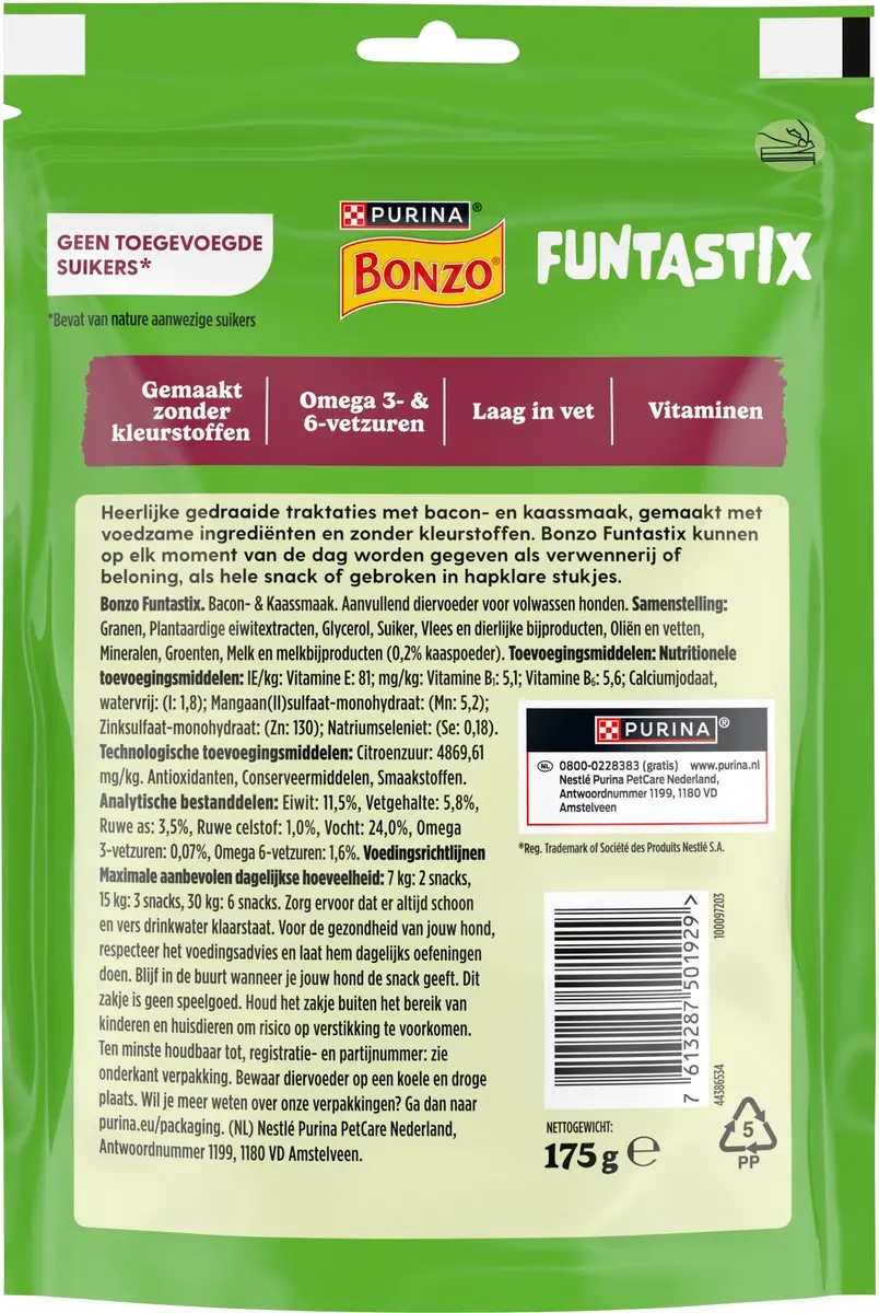 Bonzo Funtastix Hondensnacks Bacon & Kaas - 6x175g