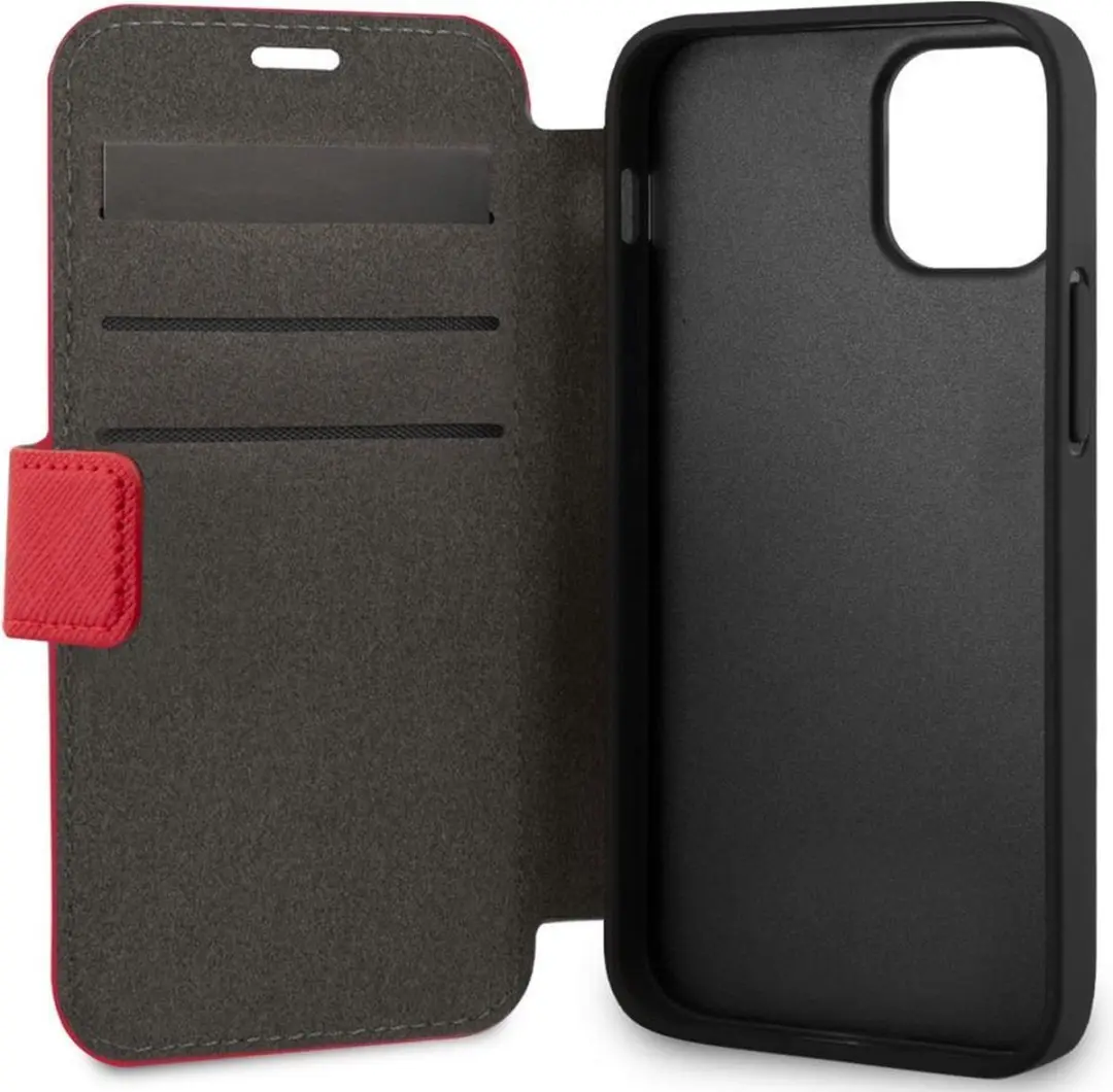GUESS iPhone 12 Mini Bookcase Hoesje - Rood - 3 Pasjes