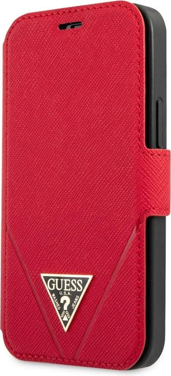 GUESS iPhone 12 Mini Bookcase Hoesje - Rood - 3 Pasjes