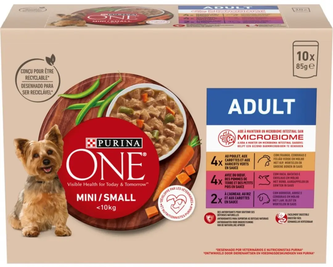 Purina ONE Natvoer Adult Rund Kip Lam 60 Stuks