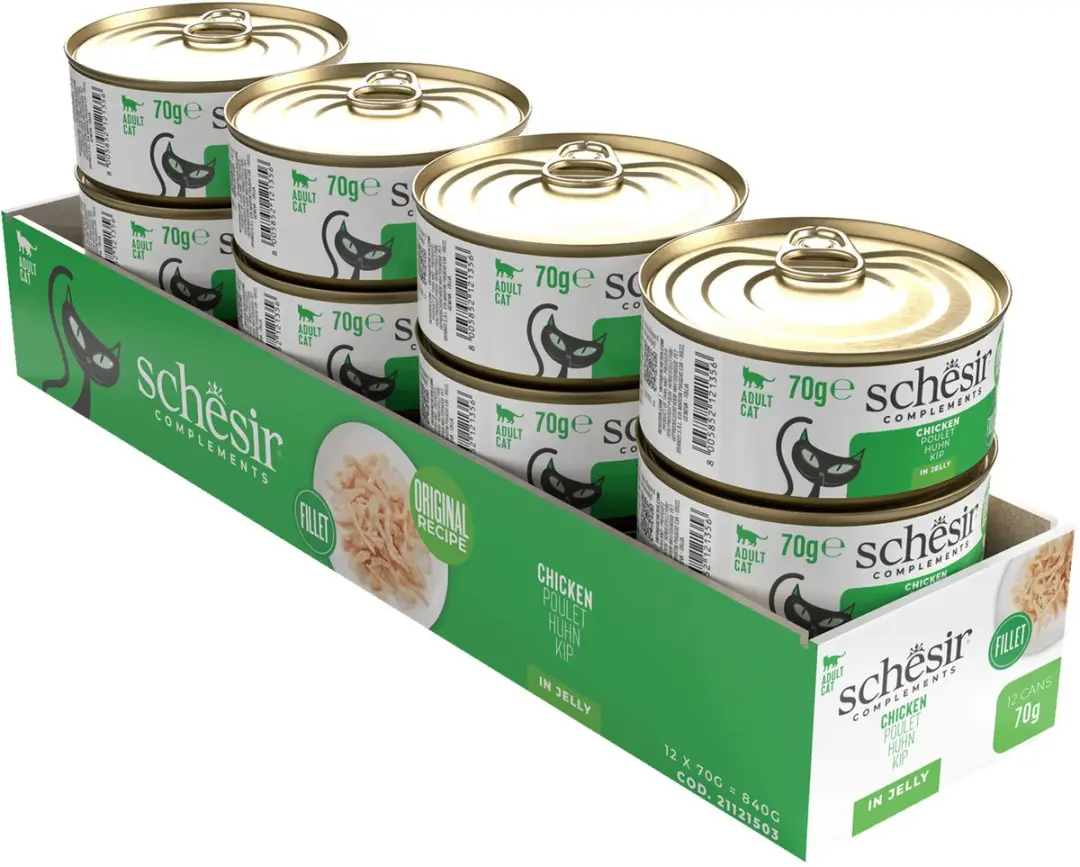 Schesir Adult Katten Natvoer Filet Kip In Gelei - 24 Stuks