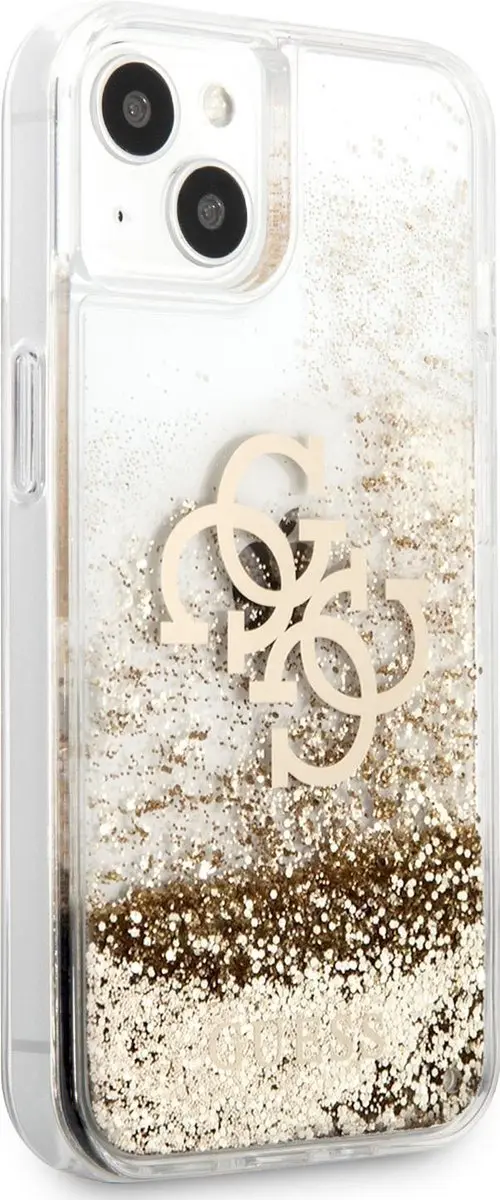 GUESS Liquid Glitters iPhone 13 Mini Hoesje - Goud