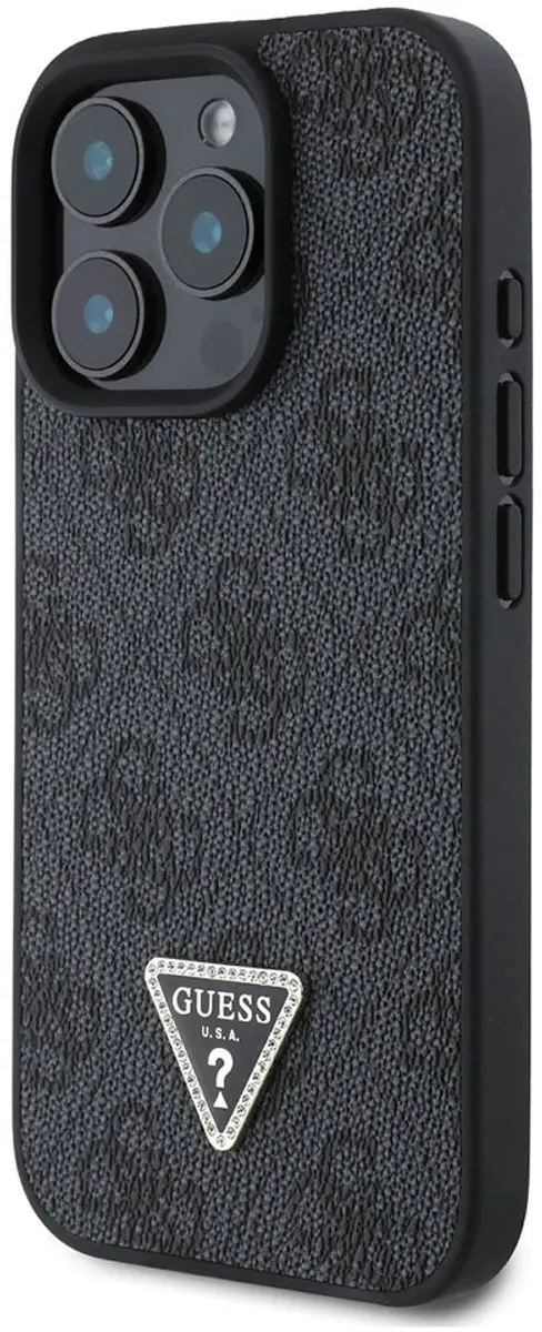 GUESS Hoesje iPhone 16 Pro Max Strass Metallic - Zwart