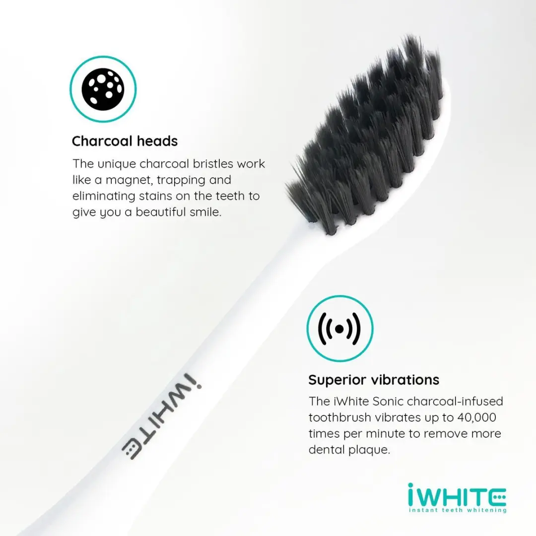iWhite Sonic IWE-500-0002 Tandenborstel - 5 Snelheden - 2 Opzetborstels