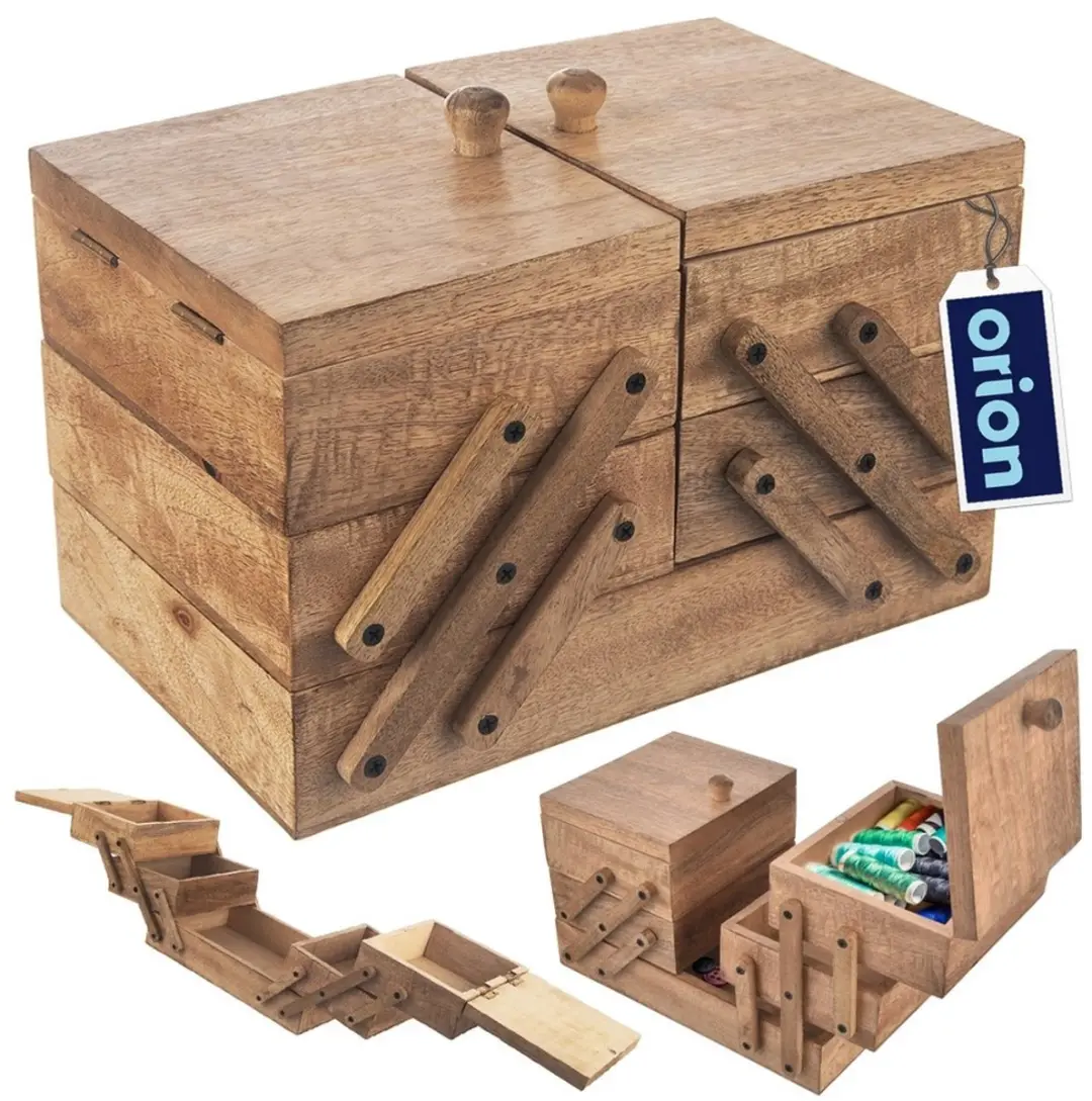 Orion Mango Houten Naaikist - 30,5x71x18cm - Natuurlijk