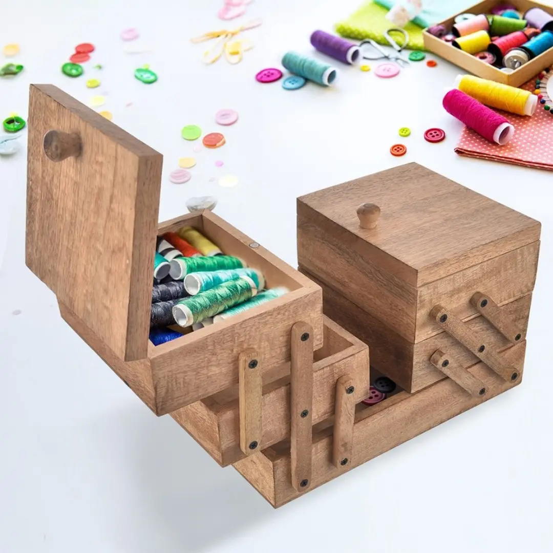 Orion Mango Houten Naaikist - 30,5x71x18cm - Natuurlijk