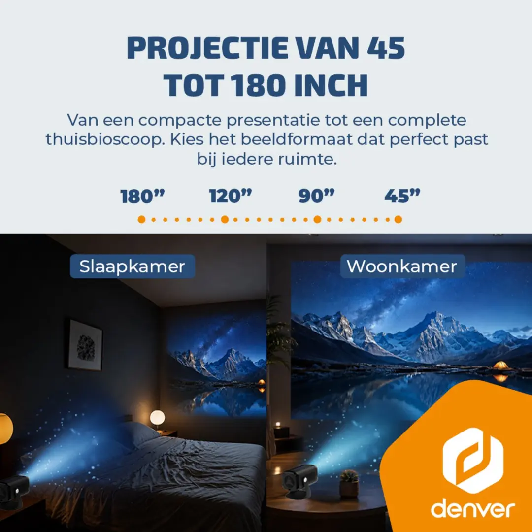 Denver Beamer PR4852 4K Projector - 700 ANSI Lumen - Zwart