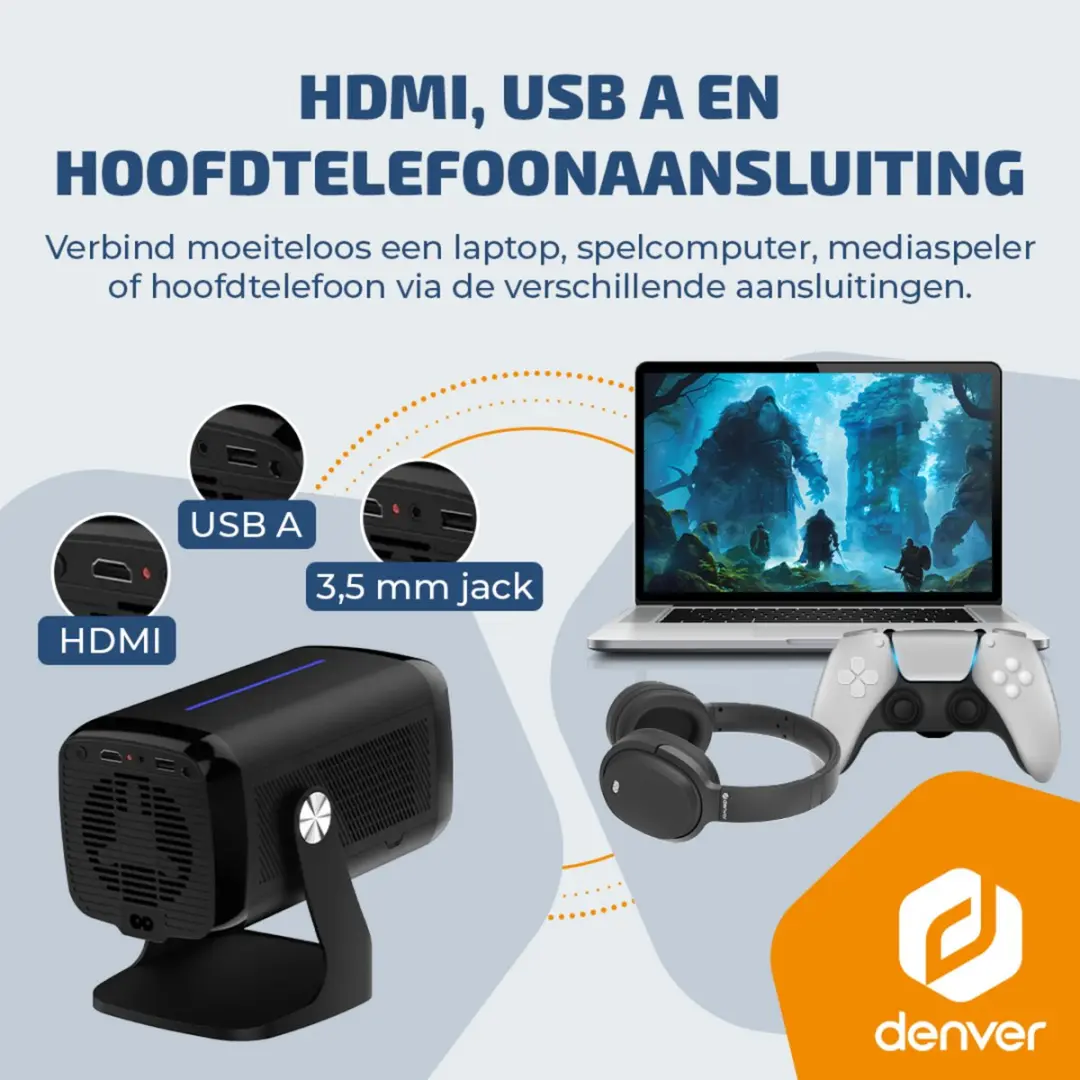 Denver Beamer PR4852 4K Projector - 700 ANSI Lumen - Zwart
