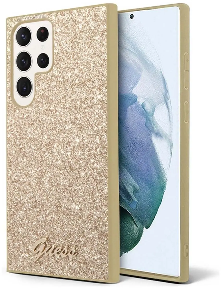 GUESS Glitter Back Case Samsung Galaxy S24 Ultra Goud