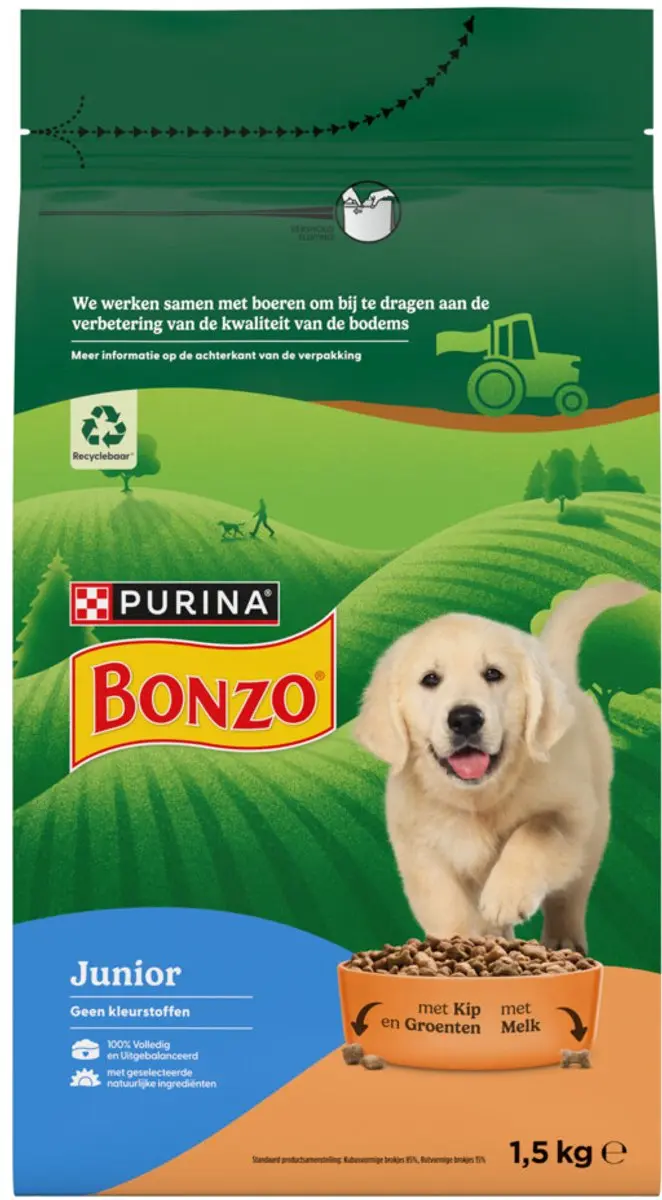 Bonzo Junior Hondenvoer Droog 2x1,5kg