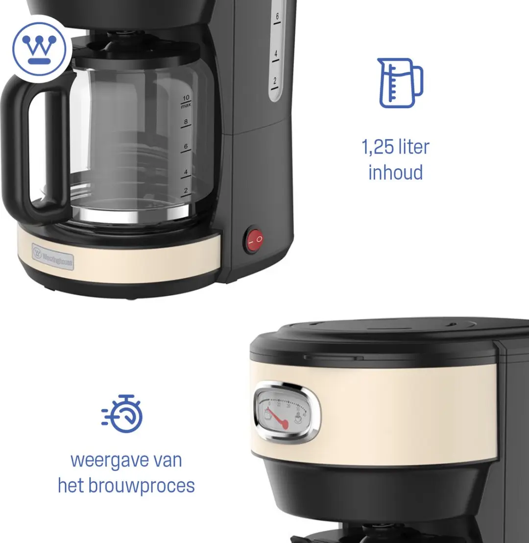 Westinghouse Retro Filterkoffiezetapparaat WKCMR621 10 Koppen - 1,25L