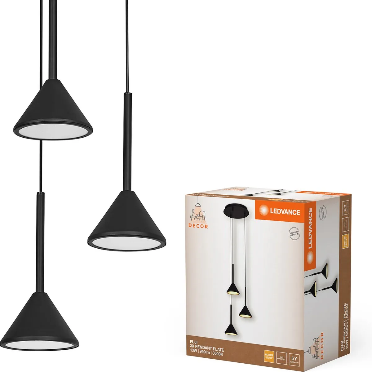 LEDVANCE Decor Fuji 3XPendant 13W - Zwart