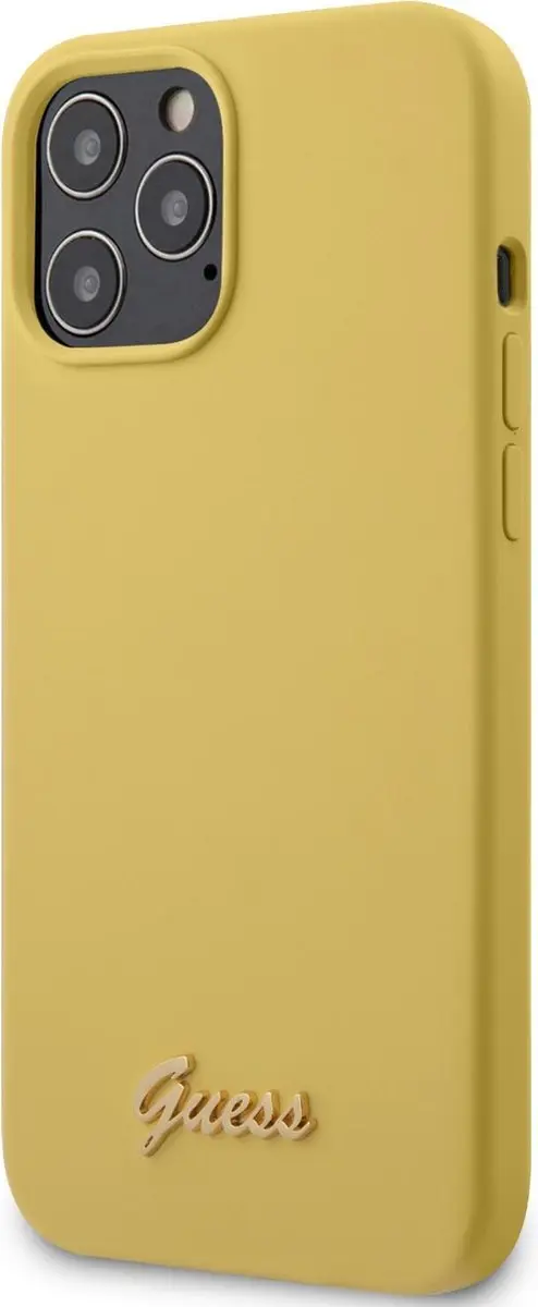 GUESS Silicone Backcover Retro Logo - iPhone 12 Pro Max - Geel - afbeelding 3 van 4