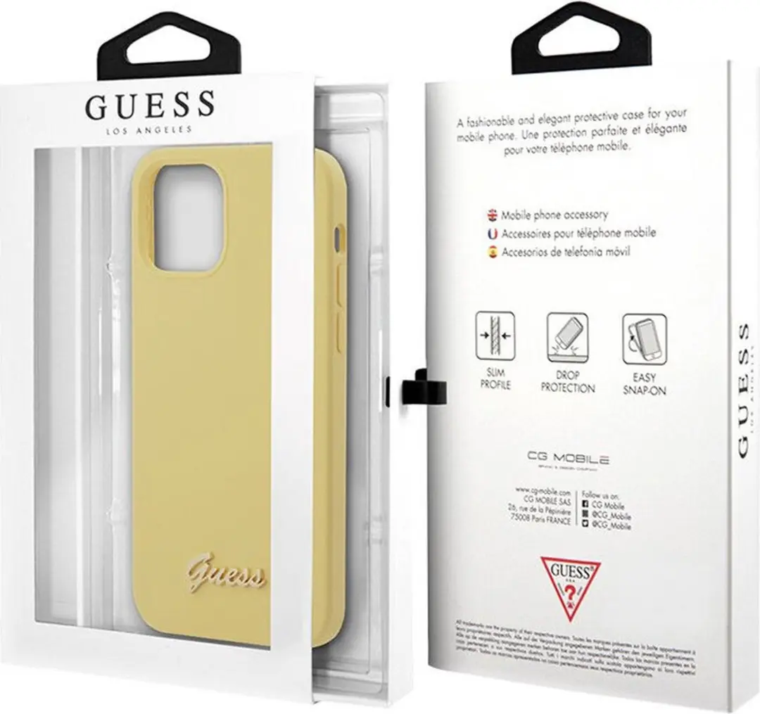 GUESS Silicone Backcover Retro Logo - iPhone 12 Pro Max - Geel - afbeelding 4 van 4