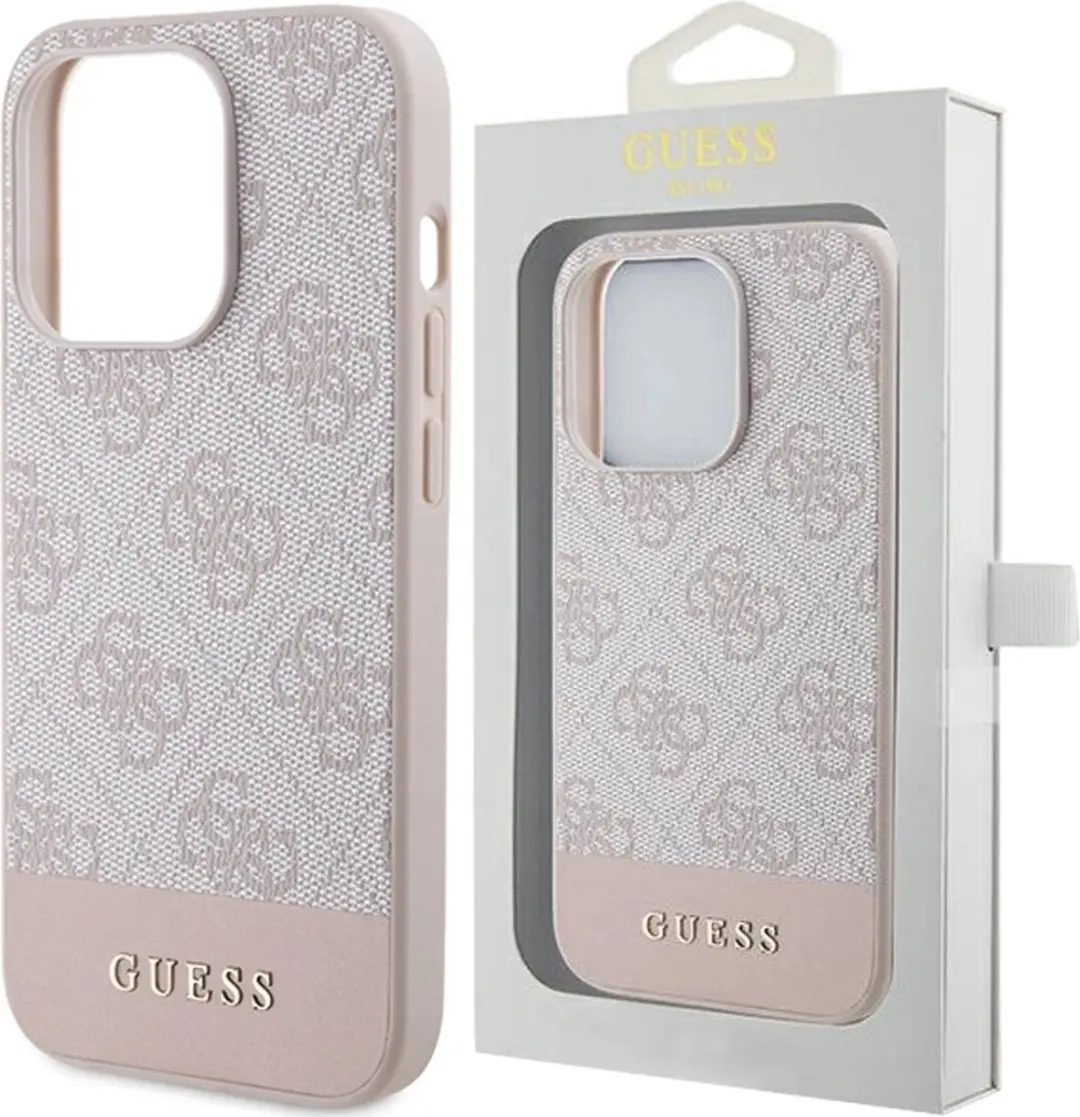 GUESS 4G Stripe Back Case Roze - Apple iPhone 15 Pro