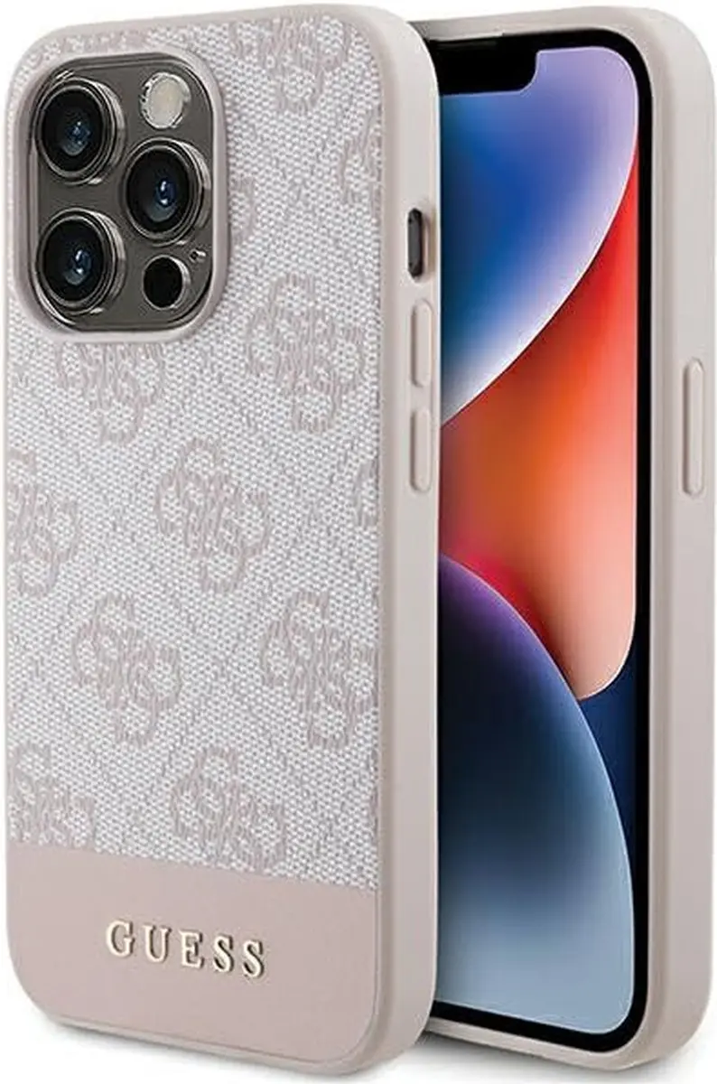 GUESS 4G Stripe Back Case Roze - Apple iPhone 15 Pro